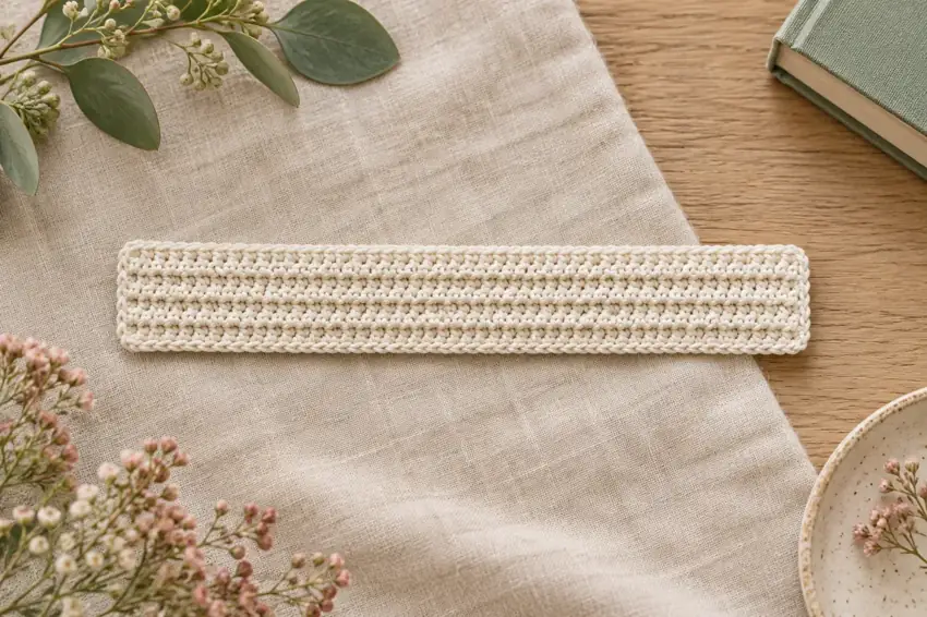 AI concept illustration for Ribbed Cotton Bookmark — a Slim Back-Loop Crochet Pattern