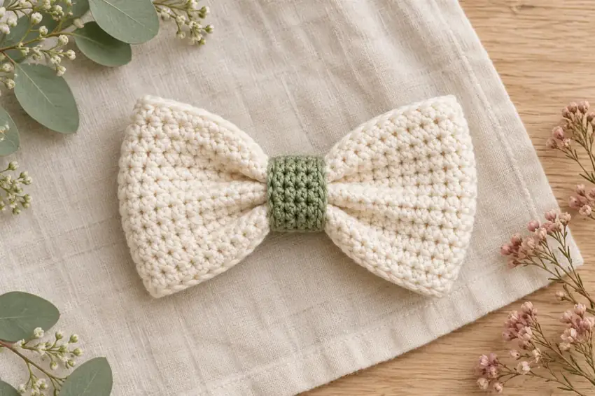AI concept illustration for Simple Crochet Bow with a Wrapped Center