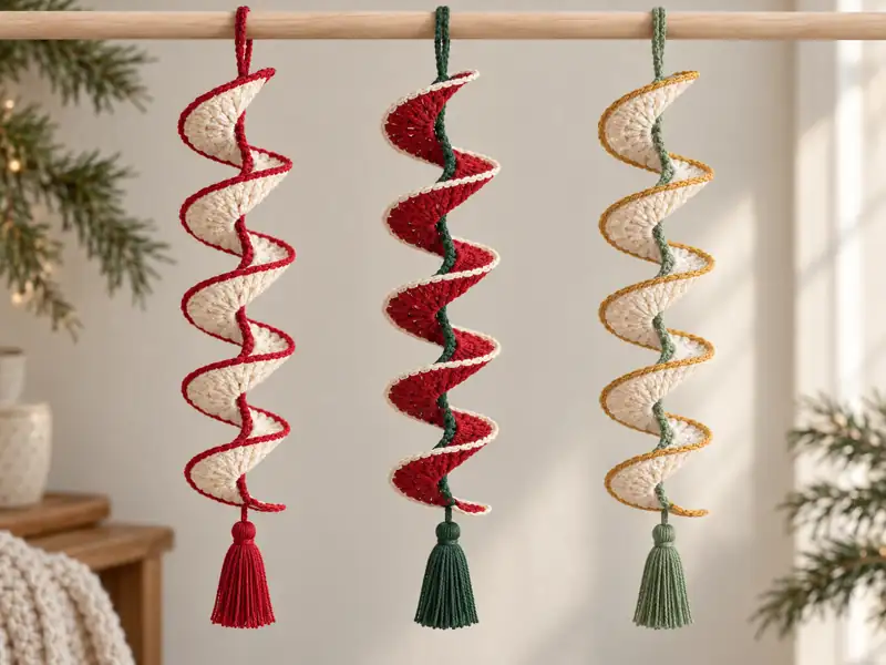 Design concept for Peppermint Twirl Crochet Ornaments