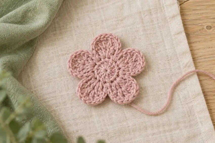 AI concept illustration for Little Five-Petal Crochet Flower Appliqué